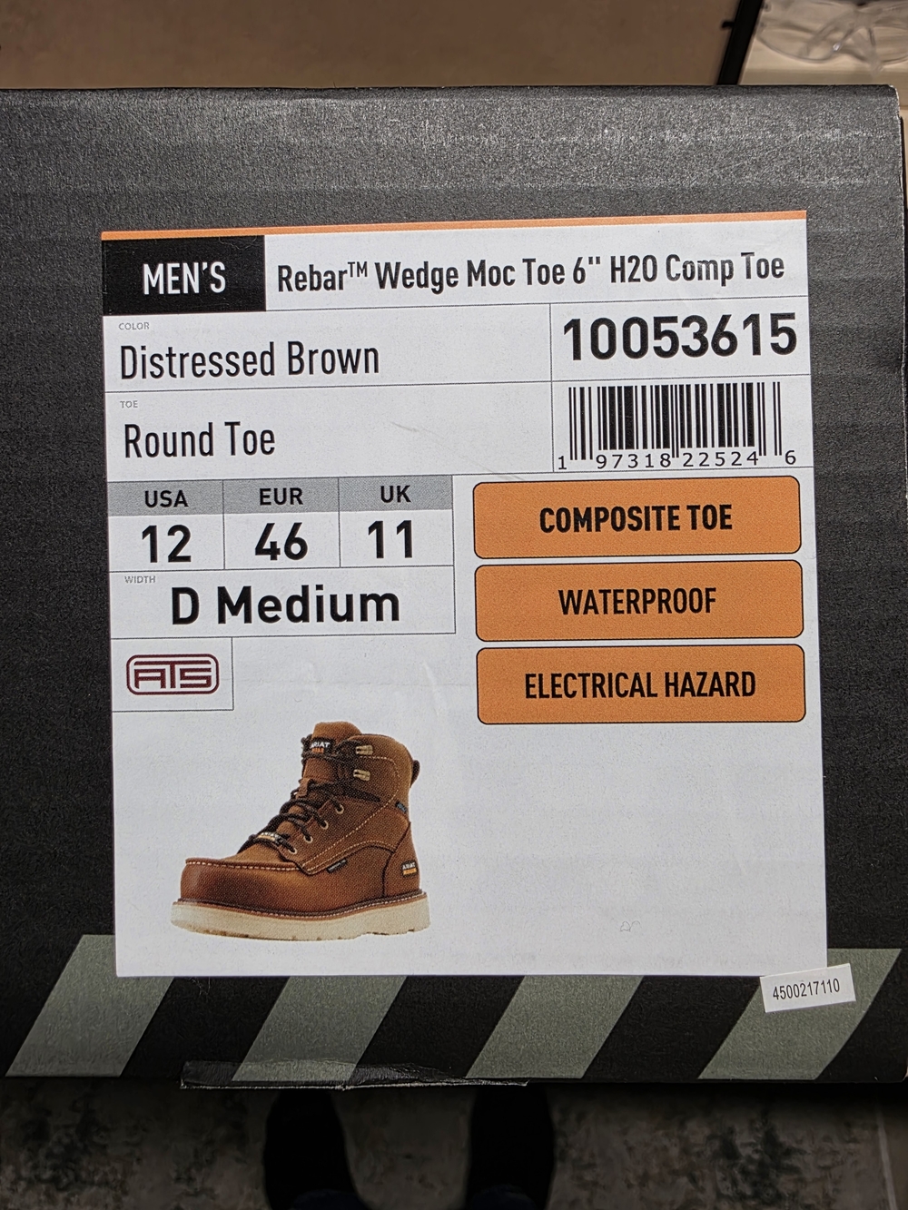Ariat Rebar Wedge Moc Toe 6" Work Boot Comp Toe Men's 12D NWT - Picture 11 of 11